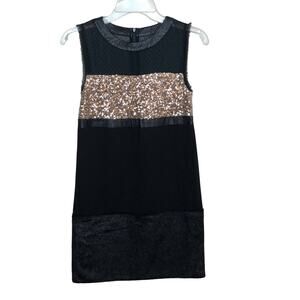RACHEL Roy black mini dress w/sequins and faux fur